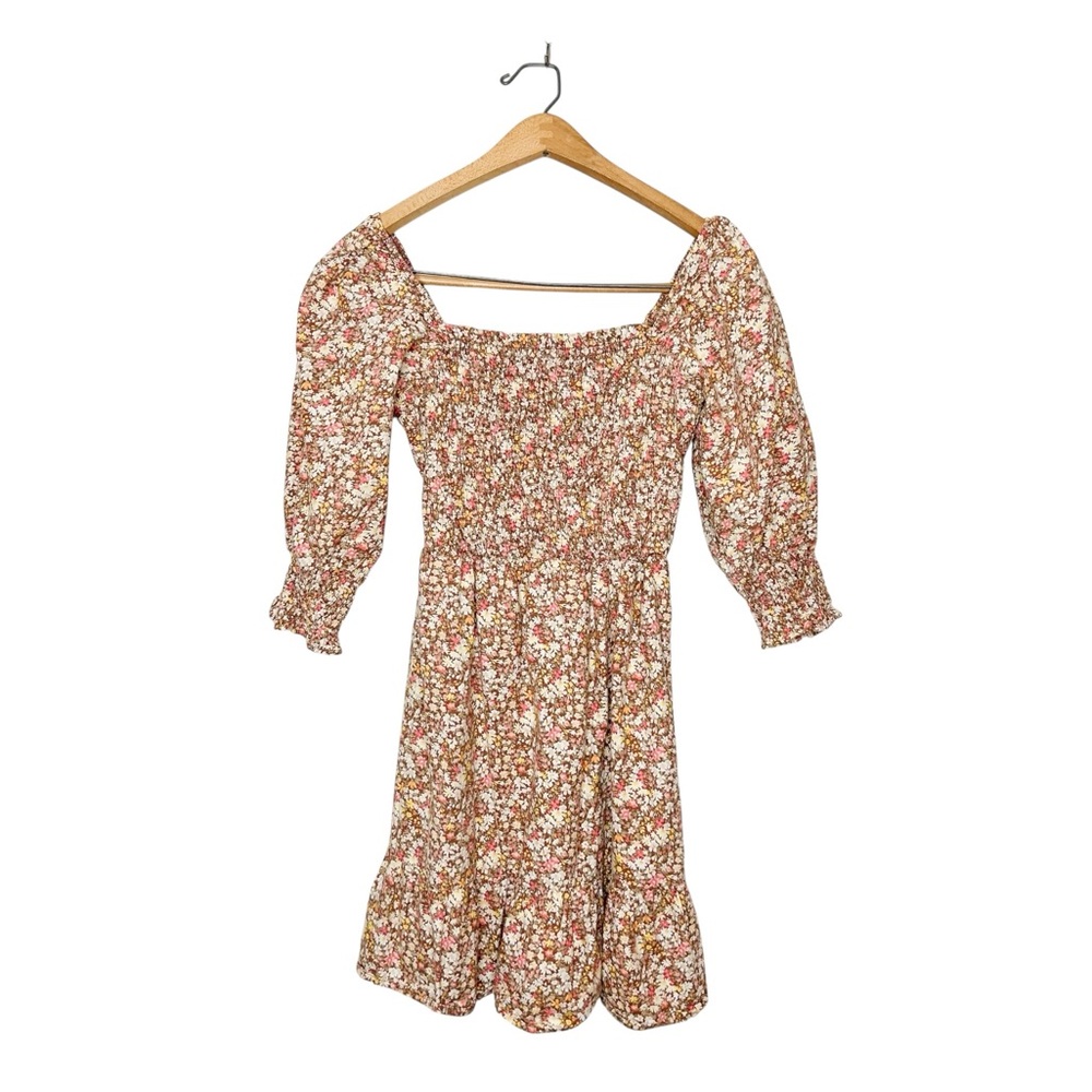 Sim & Sam Smocked Floral Print‎ Mini Dress Small S